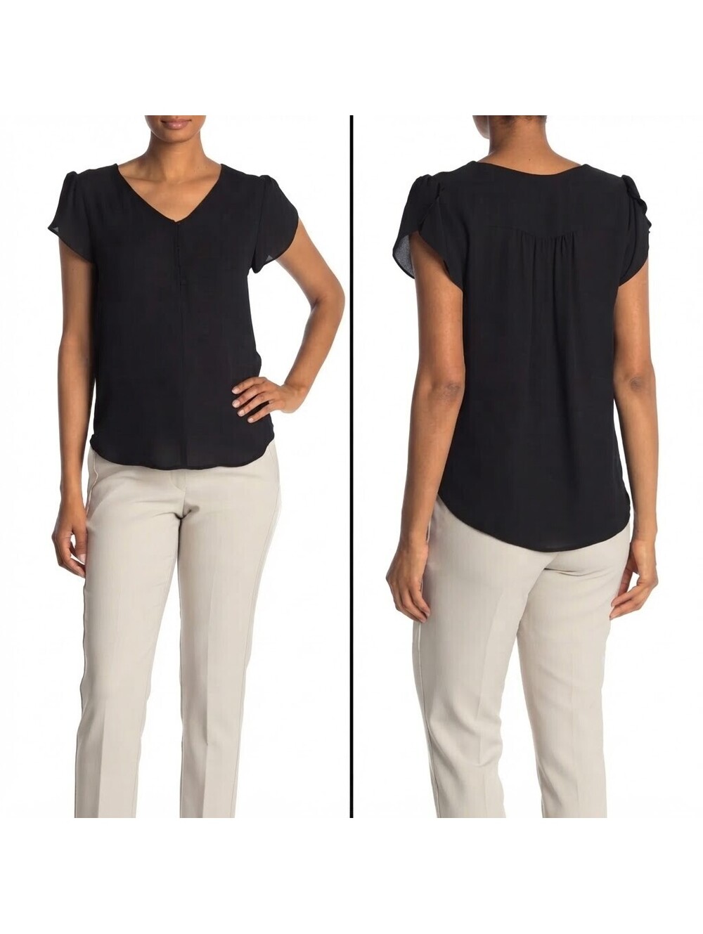 Philosophy Republic Black Tulip Sleeve Henley Blouse Flowy Whimsigoth Office M
